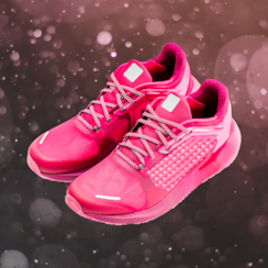 Pink sneakers with sparkle background